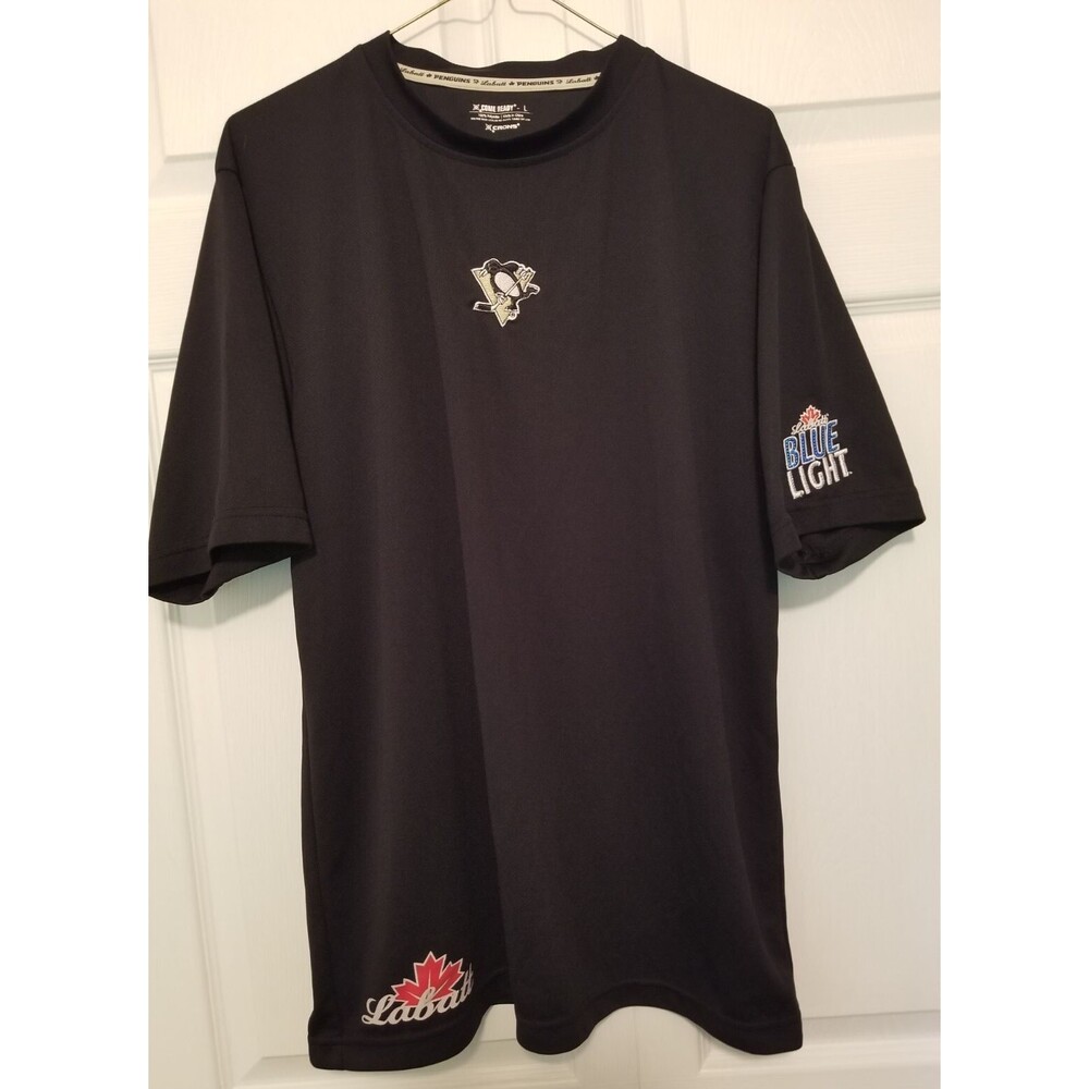 Pittsburgh Penguins Hockey Shirt Black Embroidered NHL Unisex Size Large